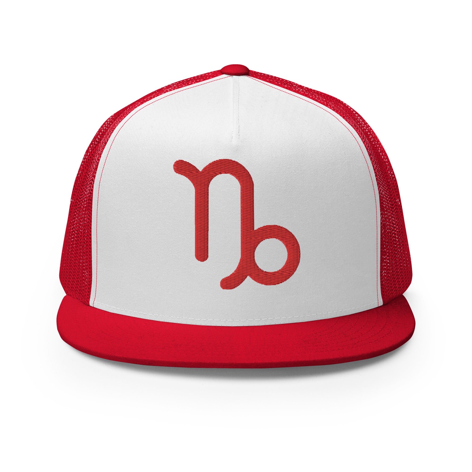 Capricorn Zodiac Embroidered Flat Bill Trucker Hat